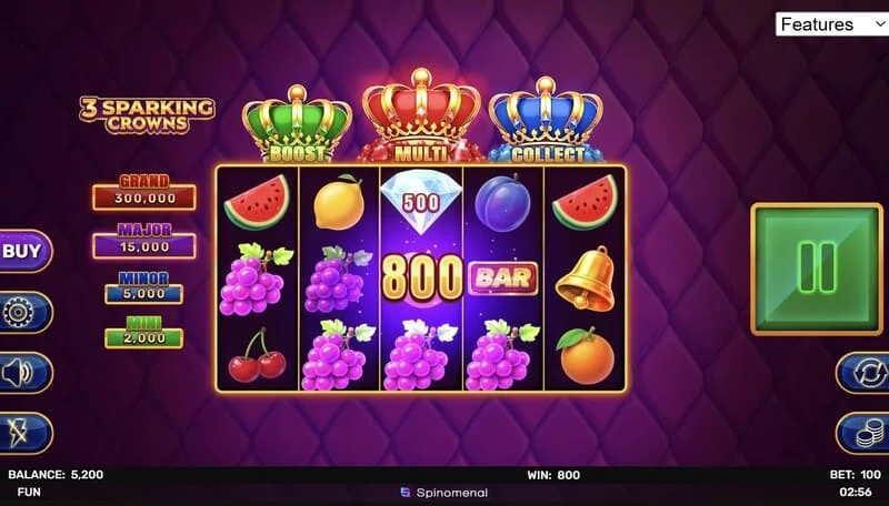 3 Sparking Crowns बेस गेम जीत